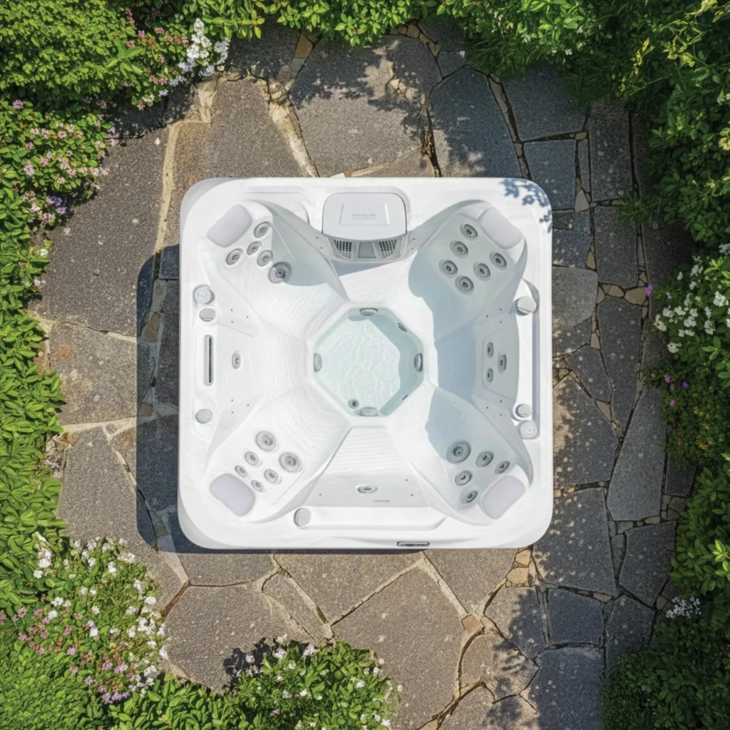 AquaSolus Cove – widok z góry na 7 miejsc siedzących i układ dysz
