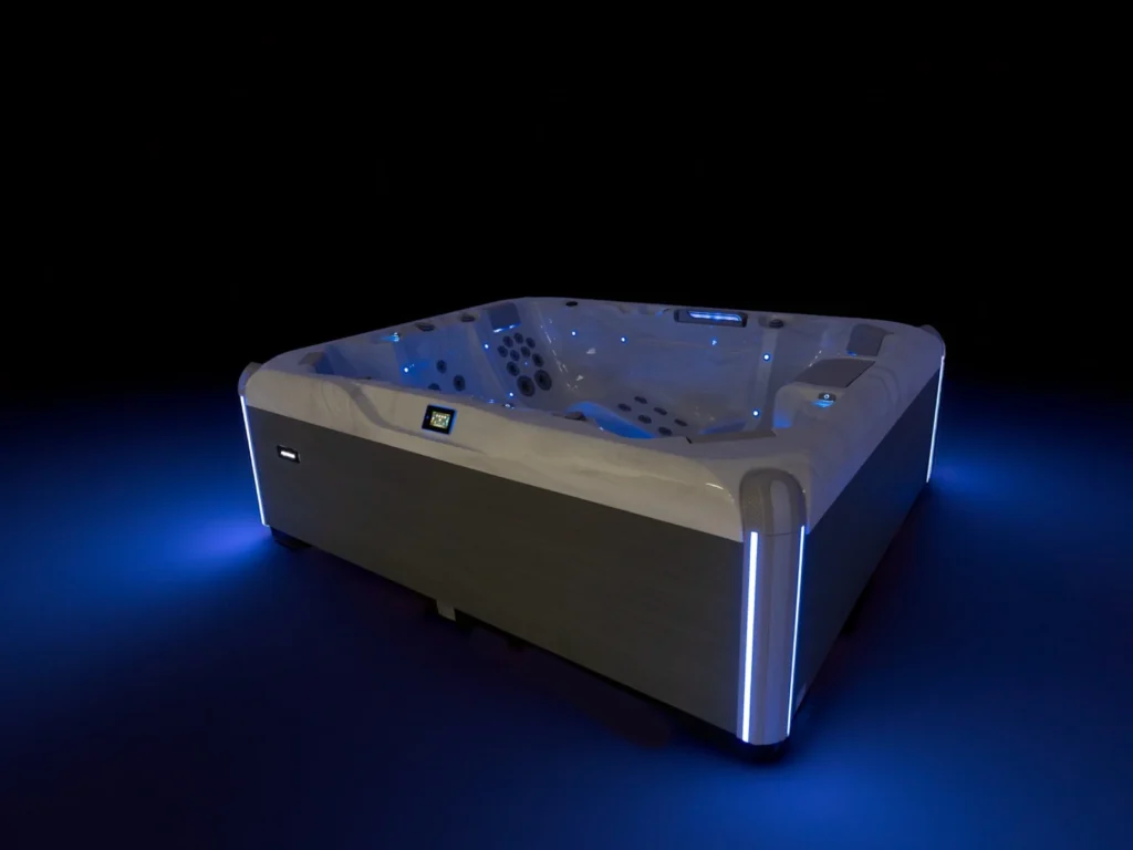 AquaSolus Zenith – 7-osobowe jacuzzi ogrodowe z leżanką i 61 dyszami hydromasażu